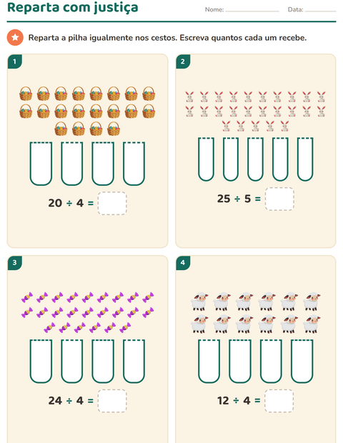 Pré-visualização da ficha de Multiplicação com Páscoa para 2º ano do ensino fundamental
