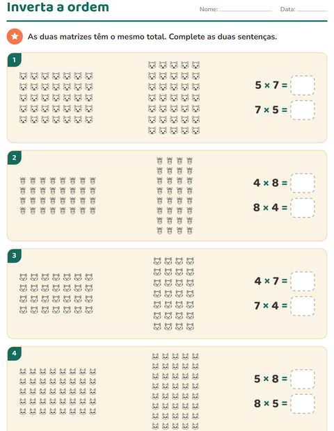 Pré-visualização da ficha de Multiplicação com Rostos PB para 3º ano do ensino fundamental