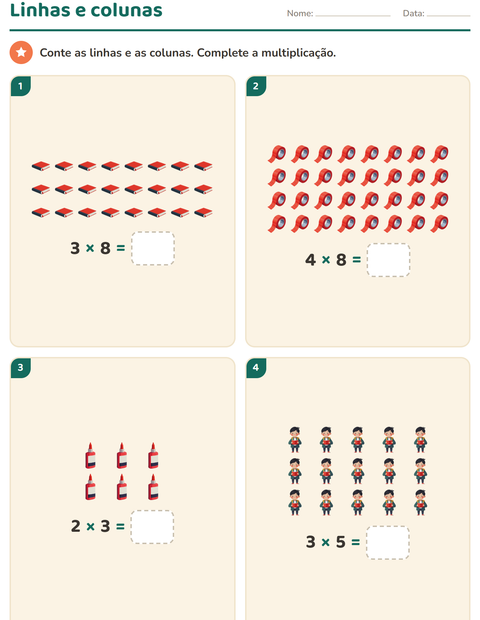 Pré-visualização da ficha de Multiplicação com Sala de aula para 2º ano do ensino fundamental