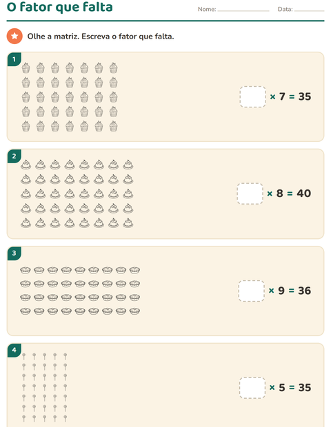 Pré-visualização da ficha de Multiplicação com Sobremesa (P&B) para 3º ano do ensino fundamental