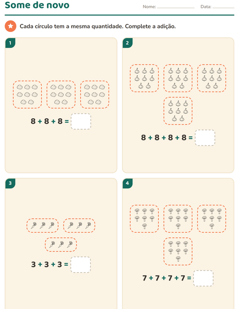 Pré-visualização da ficha de Multiplicação com Vegetais PB para 2º ano do ensino fundamental