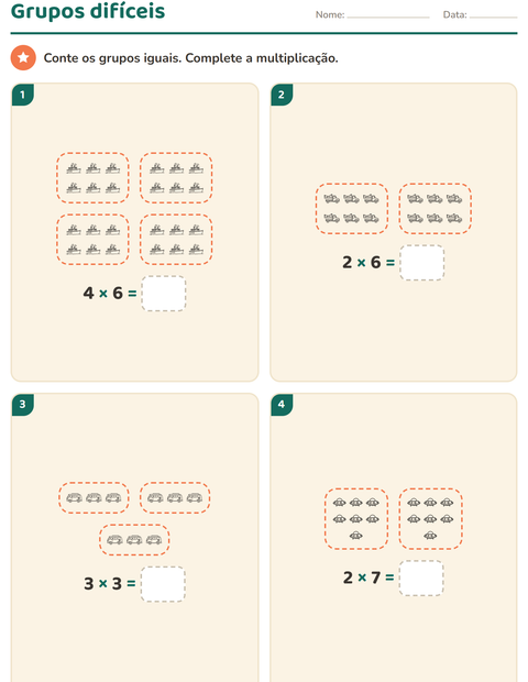 Pré-visualização da ficha de Multiplicação com Veículos PB 2 para 3º ano do ensino fundamental