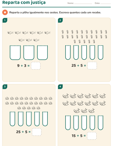 Pré-visualização da ficha de Multiplicação com Vida marinha PB 2 para 2º ano do ensino fundamental