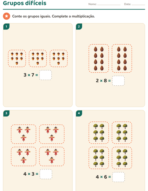 Pré-visualização da ficha de Multiplicação com Diversos para 3º ano do ensino fundamental