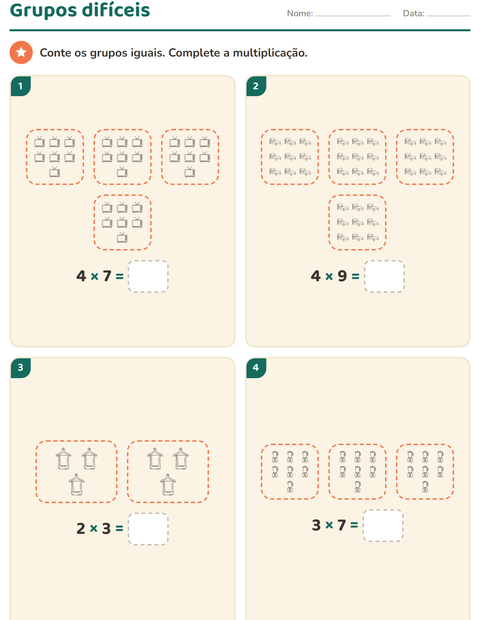 Pré-visualização da ficha de Multiplicação com Doméstico PB para 3º ano do ensino fundamental