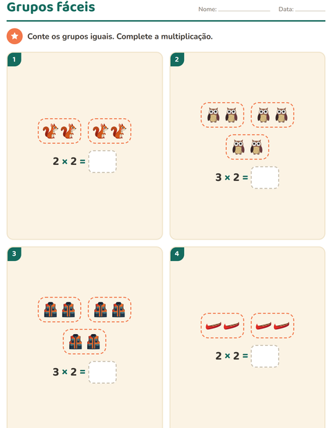 Pré-visualização da ficha de Multiplicação com Acampamento para 2º ano do ensino fundamental