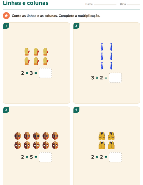 Pré-visualização da ficha de Multiplicação com Acessórios para 2º ano do ensino fundamental