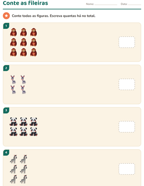 Pré-visualização da ficha de Multiplicação com Animais para Educação infantil (pré-escola, 5-7 anos)