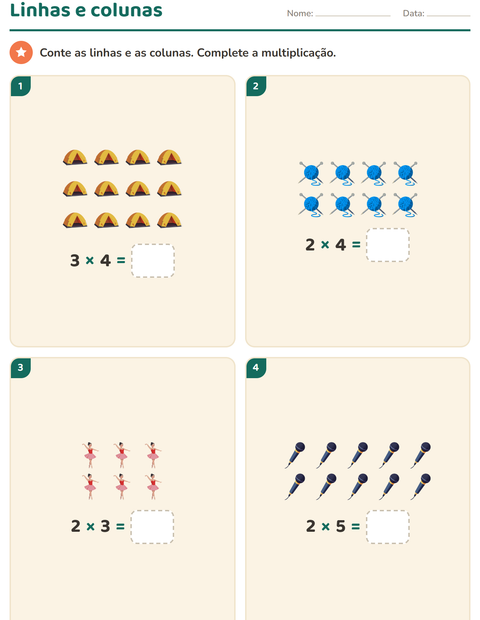 Pré-visualização da ficha de Multiplicação com Atividades para 2º ano do ensino fundamental