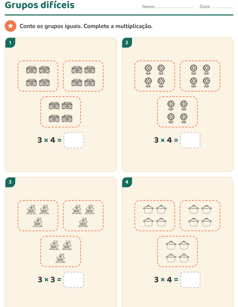 Pré-visualização da ficha de Multiplicação com Casa e Natureza PB para 3º ano do ensino fundamental