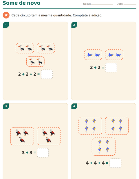 Pré-visualização da ficha de Multiplicação com Coisas que voam para 2º ano do ensino fundamental