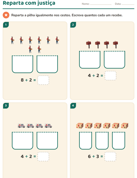 Pré-visualização da ficha de Multiplicação com Correios para 2º ano do ensino fundamental