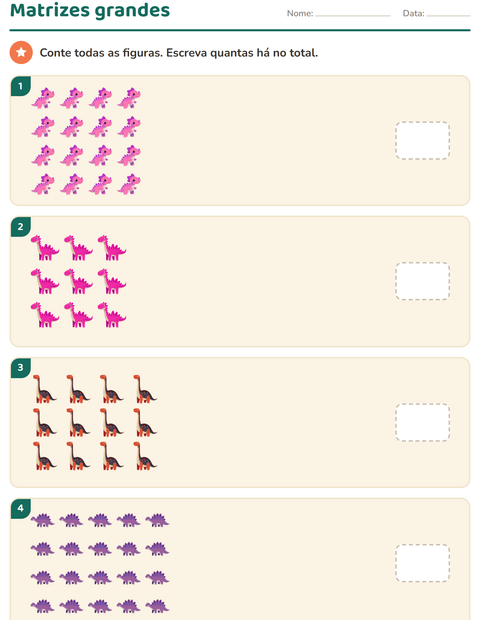 Pré-visualização da ficha de Multiplicação com Dinossauros para 3º ano do ensino fundamental