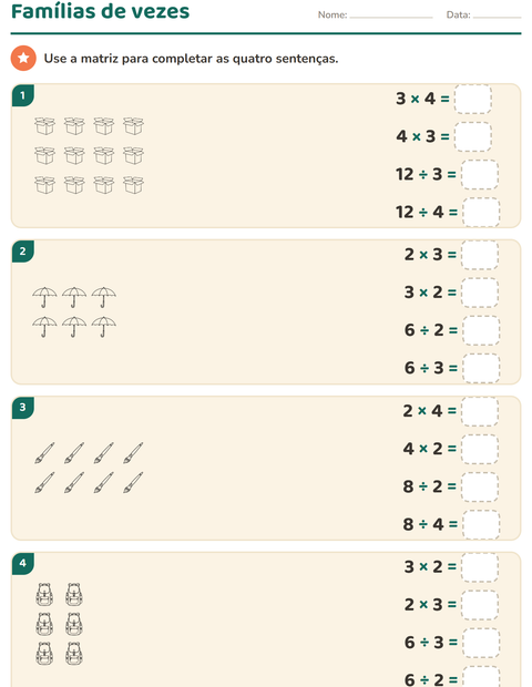 Pré-visualização da ficha de Multiplicação com Educação PB para 3º ano do ensino fundamental