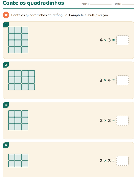 Pré-visualização da ficha de Multiplicação para 3º ano do ensino fundamental