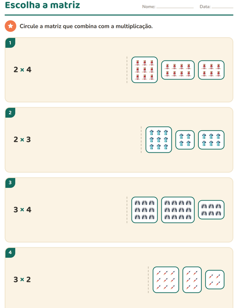 Pré-visualização da ficha de Multiplicação com Hospital para 2º ano do ensino fundamental
