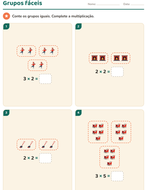 Pré-visualização da ficha de Multiplicação com Inverno para 2º ano do ensino fundamental