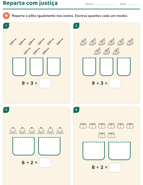 Pré-visualização da ficha de Multiplicação com Objetos PB para 2º ano do ensino fundamental