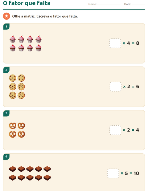 Pré-visualização da ficha de Multiplicação com Padaria para 3º ano do ensino fundamental