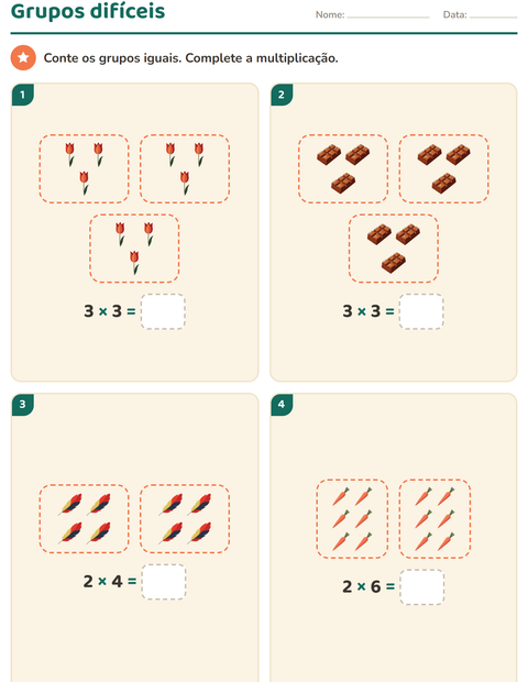 Pré-visualização da ficha de Multiplicação com Páscoa para 3º ano do ensino fundamental