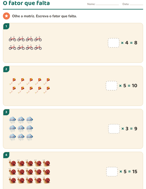 Pré-visualização da ficha de Multiplicação com Primavera para 3º ano do ensino fundamental