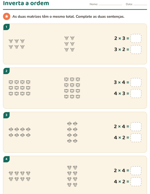 Pré-visualização da ficha de Multiplicação com Rostos PB para 3º ano do ensino fundamental