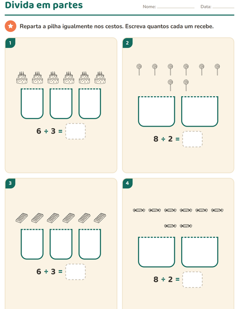 Pré-visualização da ficha de Multiplicação com Sobremesa (P&B) para 3º ano do ensino fundamental