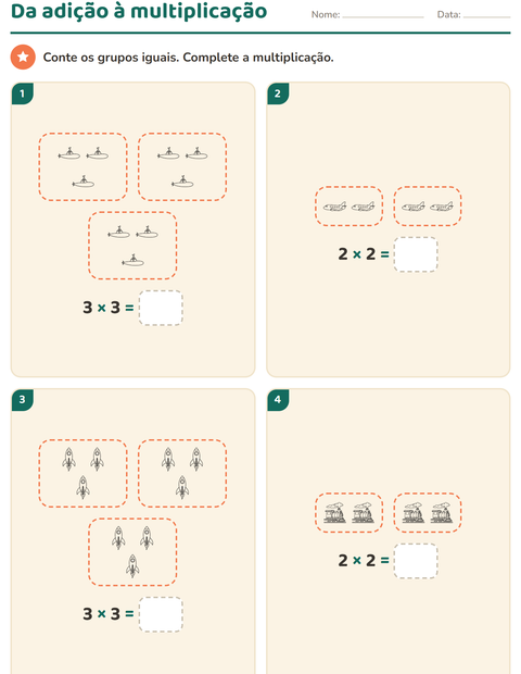 Pré-visualização da ficha de Multiplicação com Veículos PB 2 para 2º ano do ensino fundamental