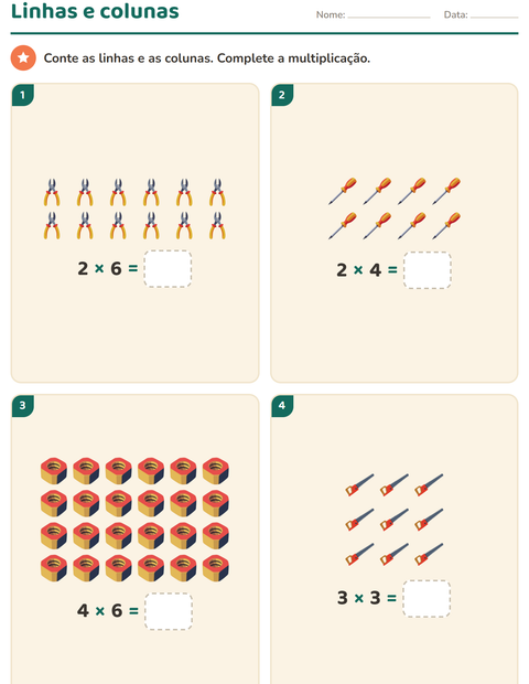 Pré-visualização da ficha de Multiplicação com Ferramentas para 2º ano do ensino fundamental