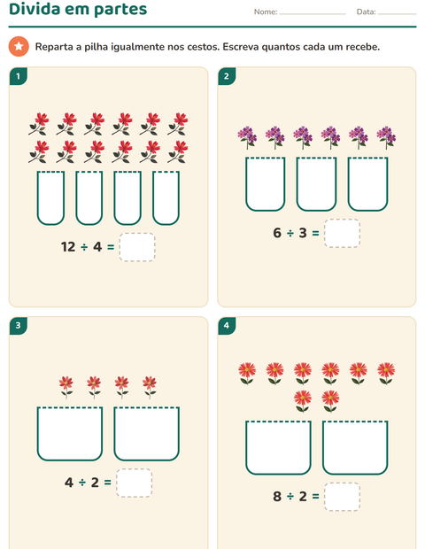 Pré-visualização da ficha de Multiplicação com Flores para 3º ano do ensino fundamental