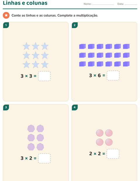 Pré-visualização da ficha de Multiplicação com Formas para 2º ano do ensino fundamental