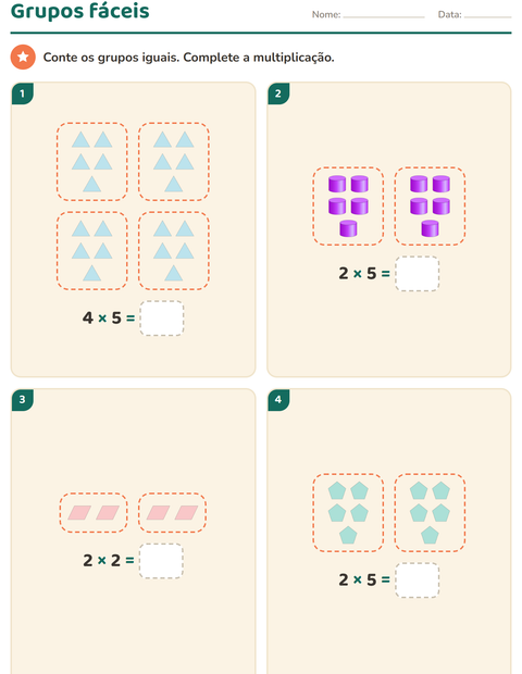 Pré-visualização da ficha de Multiplicação com Formas para 2º ano do ensino fundamental