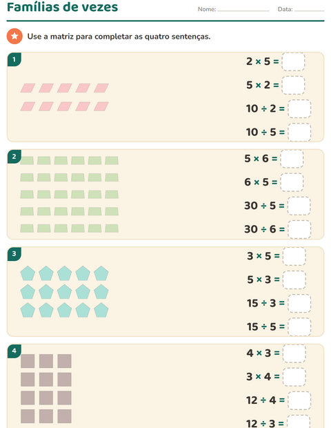 Pré-visualização da ficha de Multiplicação com Formas para 3º ano do ensino fundamental