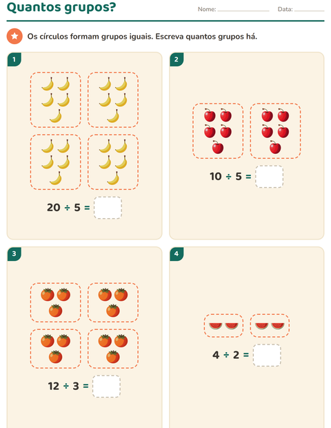 Pré-visualização da ficha de Multiplicação com Frutas para 2º ano do ensino fundamental