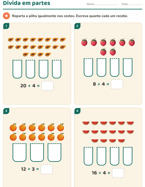 Pré-visualização da ficha de Multiplicação com Frutas para 3º ano do ensino fundamental