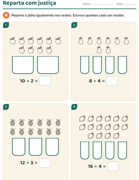 Pré-visualização da ficha de Multiplicação com Frutas PB para 2º ano do ensino fundamental