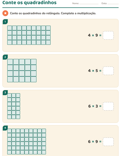 Pré-visualização da ficha de Multiplicação para 3º ano do ensino fundamental