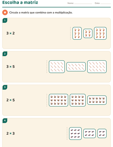 Pré-visualização da ficha de Multiplicação com Música para 2º ano do ensino fundamental