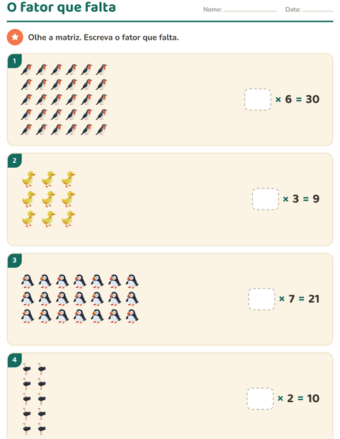 Pré-visualização da ficha de Multiplicação com Pássaros 2 para 3º ano do ensino fundamental