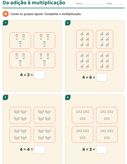 Pré-visualização da ficha de Multiplicação com Praia PB para 2º ano do ensino fundamental