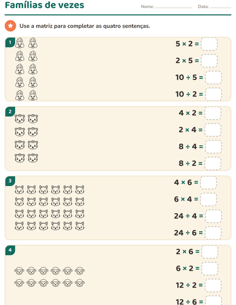 Pré-visualização da ficha de Multiplicação com Rostos PB para 3º ano do ensino fundamental