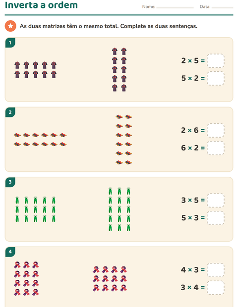 Pré-visualização da ficha de Multiplicação com Roupas para 3º ano do ensino fundamental