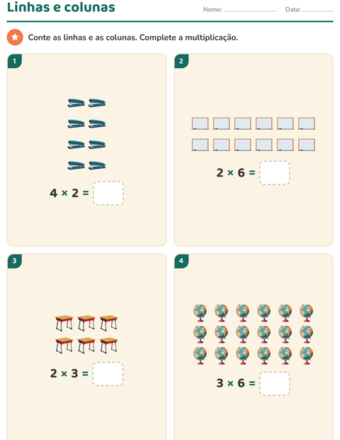 Pré-visualização da ficha de Multiplicação com Sala de aula para 2º ano do ensino fundamental