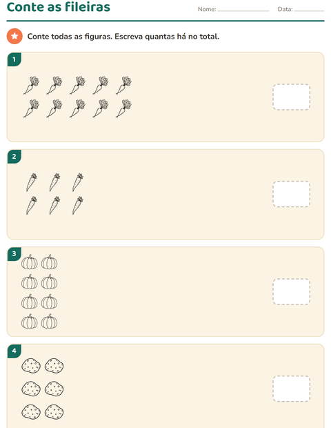 Pré-visualização da ficha de Multiplicação com Vegetais PB para Educação infantil (pré-escola, 5-7 anos)