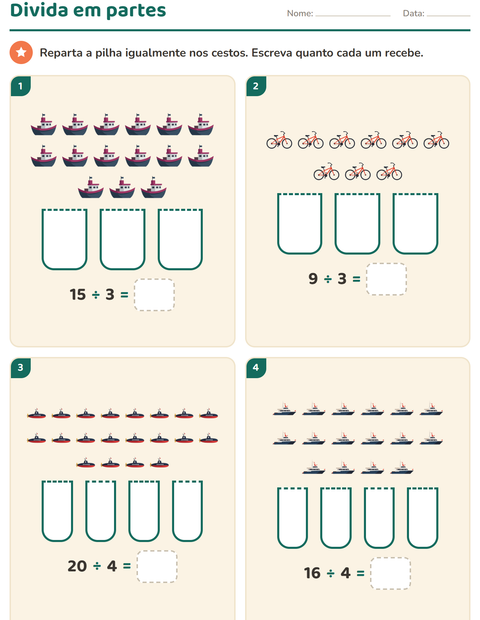 Pré-visualização da ficha de Multiplicação com Veículos para 3º ano do ensino fundamental