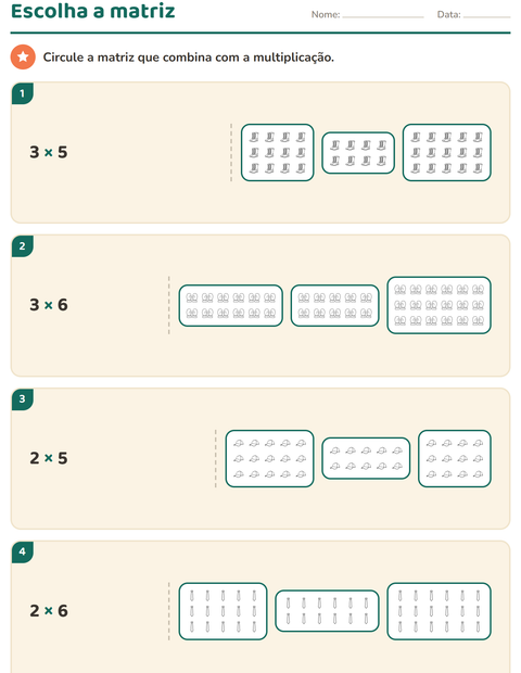 Pré-visualização da ficha de Multiplicação com Vestuário PB para 2º ano do ensino fundamental