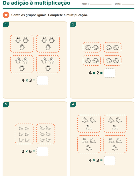 Pré-visualização da ficha de Multiplicação com Vida marinha PB para 2º ano do ensino fundamental