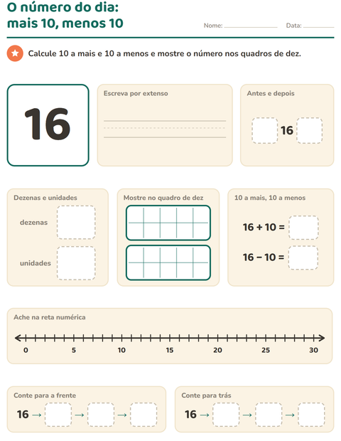 Pré-visualização da ficha de Número do dia para 1º ano do ensino fundamental