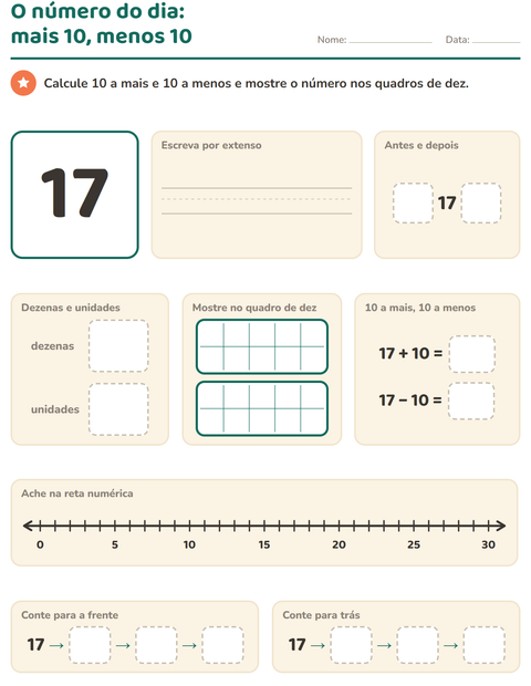 Pré-visualização da ficha de Número do dia para 1º ano do ensino fundamental
