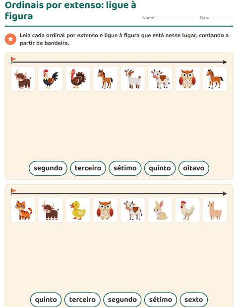 Ordinais por extenso: ligue à figura